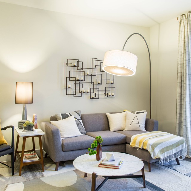 The Arnold - Living Area with Multiple Floor Lighting